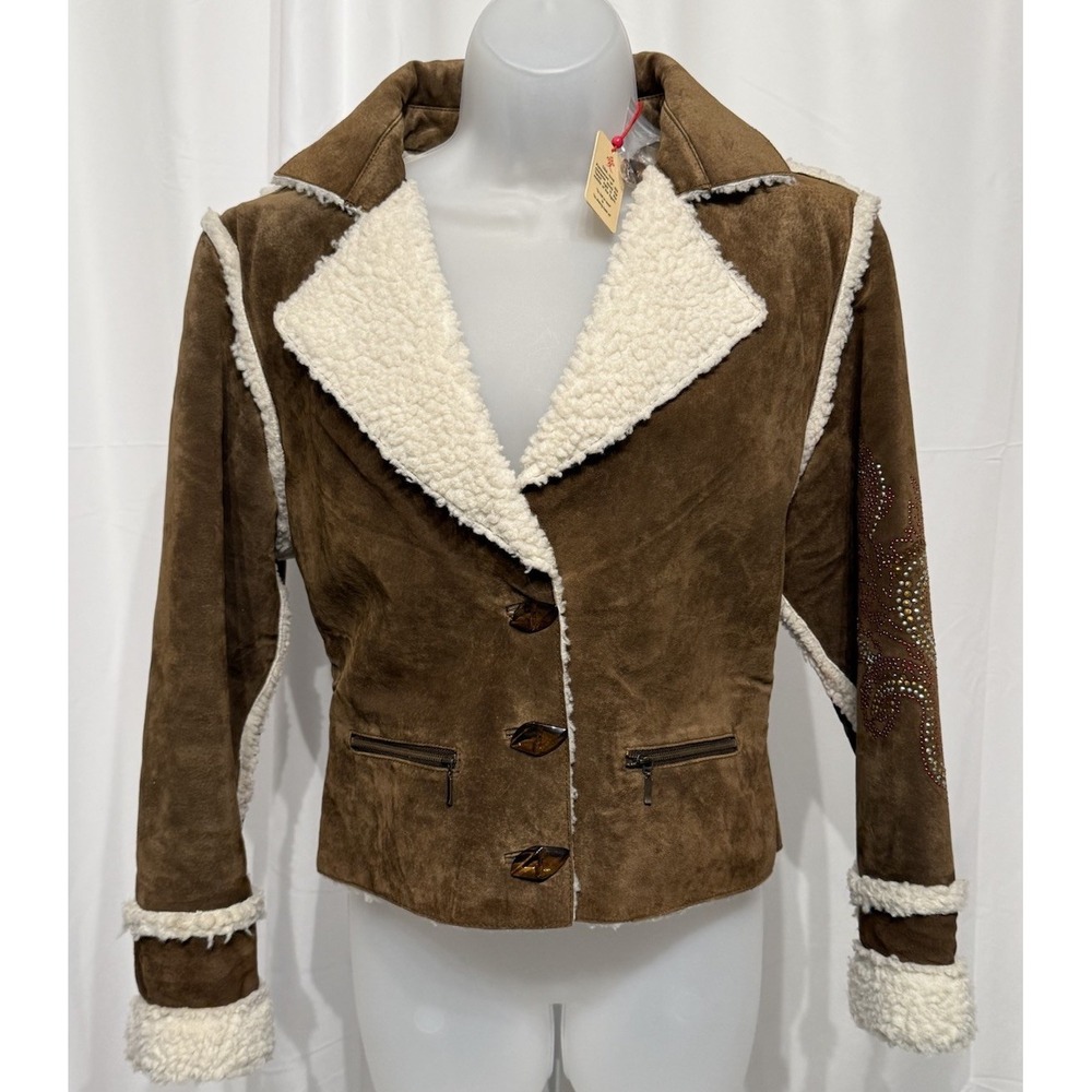 VTG Women's XL - Like, Love Suede Jacket With Dragon Design Sequence On Arm